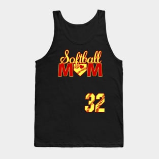 Softball Mom #32 Softball Jersey Favorite Player Biggest Fan Heart Softball Jersey Tank Top